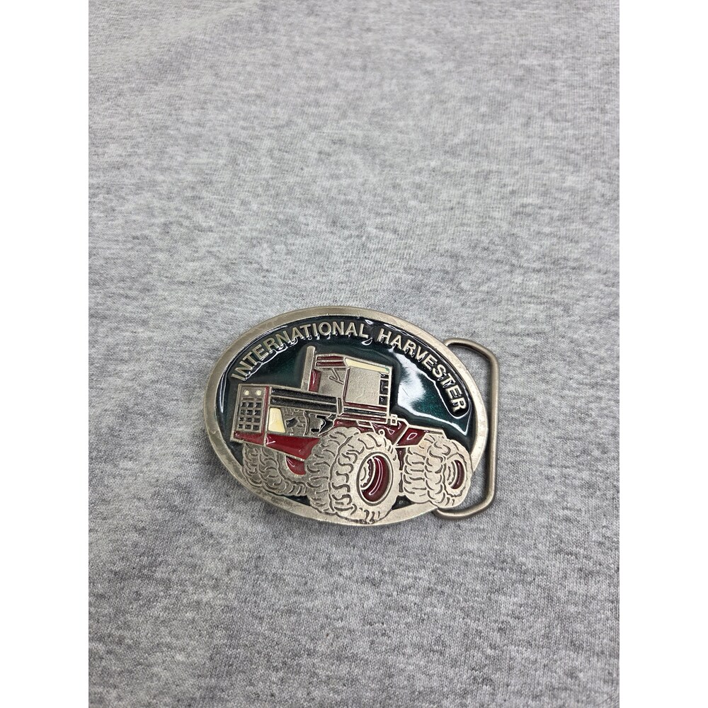 Rare International Harvester Enamel Tractor Brass Belt Buckle